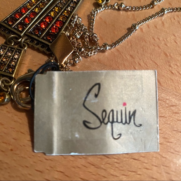 Sequin Brand Long Art Deco Rhinestone Necklace - Picture 11 of 13